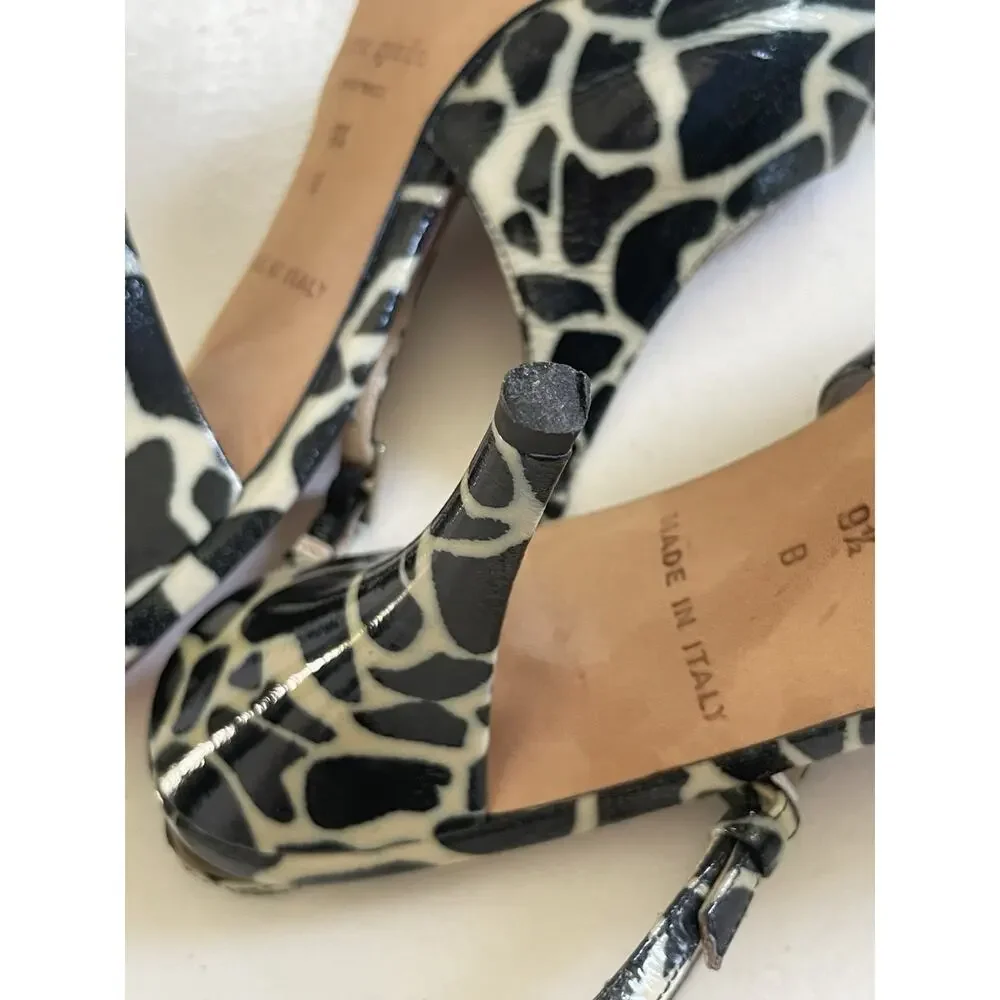 Kate Spade NY Heels Womens Size 9.5 B Slingback Black White Giraffe Stiletto